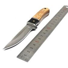 Drop Point Knife Fixed Blade Hunting Survival Wild Military Tactical Wood Handle