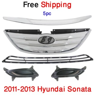 Bumper Upper & Lower Grille L & R Fog Bezel For 2011-2013 SONATA Front Set of 4 Foto 1 de 4