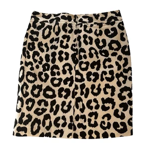 Falda lápiz Ann Taylor LOFT para mujer talla 12 algodón seda negro/blanco estampado animal - Imagen 1 de 9