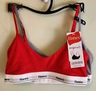 Hanes Women's Xs 2-Pack Cotton String Crop Bralettes Pink Red  Gray  #10724