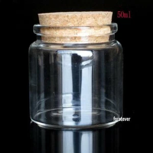 20pcs 50ml Empty Sample Vials Clear Glass Bottles with Corks Jars - Picture 1 of 6