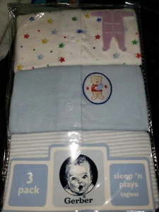 Gerber Baby 3-Pack tagless Sleep 'N Play, for babies up to 5lbs Preemie blue - Picture 1 of 2