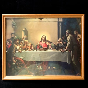 L'ULTIMA CENA - Stampa incorniciata - 11,75" X 14,5" STAMPA VINTAGE LUIGI MORGARI - Foto 1 di 5
