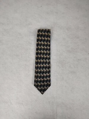 Corbata clásica de negocios JF J Ferrar para hombre negra, crema, tostada, verde, 100 % seda Foto 1 de 4