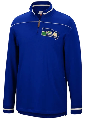 Seattle Seahawks NFL Mitchell & Ness Vintage Throwback 1/4 Zip Sweater Men's L Cover
