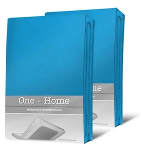 2 Spannbettlaken türkis 180x200 cm - 200x200 cm Microfaser Spannbetttuch Set - Bild 1 von 5