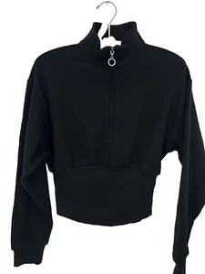 NWT PINK Sweater Women's M Black Cropped Victoria's Secret Pullover Sweater- AC - Picture 1 of 10