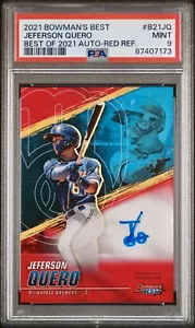 2021 Bowman's Best Jefferson Quero 02/10 PSA 9 Red Refractor Auto SSP Brewers - Picture 1 of 4