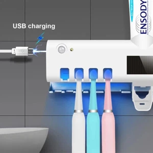 UV Light Sterilizer Toothbrush Holder Cleaner Toothpaste Dispenser 4 Toothbrush✨ - Picture 1 of 12