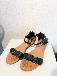 Riemchensandalen mit Verschluss Keilabsatz flach floral Blume Steinchen Gr. 38 - Bild 1 von 10