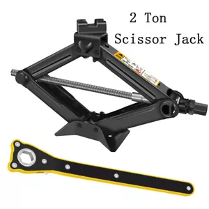 2 TON Scissor Jack Handle Crank Tool Car Van Garage W/Tire Wheel Lug Wrench Jack - Picture 1 of 23