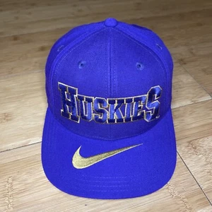 VTG Nike Team Washington Huskies Big Swoosh Logo Fitted M/L Wool Hat 90s EUC - Picture 1 of 19