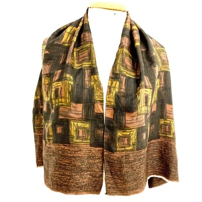 UNBRANDED CAMOUFLAGE BROWN RECTANGLE POLYESTER  scarf 50/24 in MADE IN ITALY#A54 - Image 1 of 4