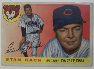 1955 TOPPS BASEBALL CARD STAN HACK CHICAGO CUBS #6 SET BREAK BEL GRADO IP226a - Foto 1 di 4