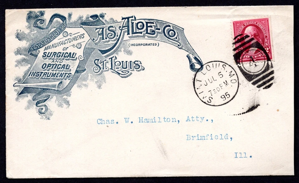 US 1895 PUBLICIDAD INSTRUMENTO MÉDICO, QUIRÚRGICO Y ÓPTICO SAN LUIS, MO. DUPLEX Foto 1 de 2