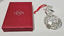 NWT LENOX Sparkle & Scroll Clear Crystal Snowman Christmas Ornament Silverplated