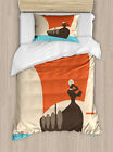 Odyssey Duvet Cover Set Sailboat with Woman