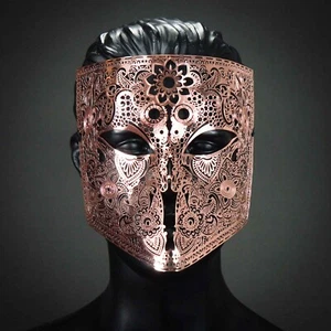 Luxury Rose Gold Masquerade Mask Full Face Mask Bauta Party Mask Halloween - Picture 1 of 4