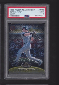 1999 TOPPS FINEST GOLD TEAM PARALLEL #16 DEREK JETER YANKEES SP #/250 PSA 9 MINT