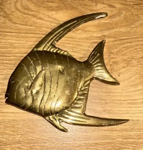 Decorazione da appendere a parete pesci tropicali in ottone tono oro 3” vintage - Foto 1 di 5