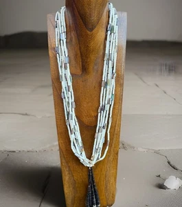 Native American Sterling Silver White Brown Heishi Shell Jackla Bead Necklace 32 - Picture 1 of 12