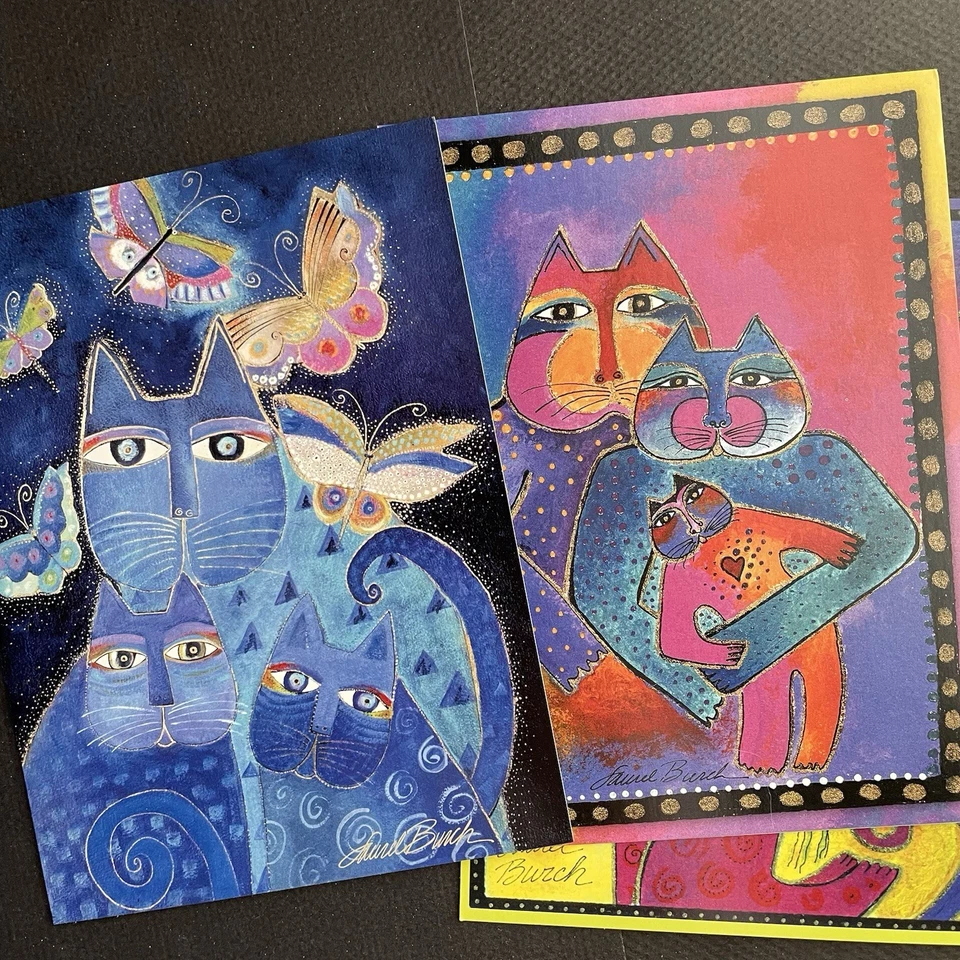5 LAUREL BURCH CAT GREETING CARD ASSORTMENT BIRTHDAY NEW BABY FRIEND THANK YOU - Image 1 of 3