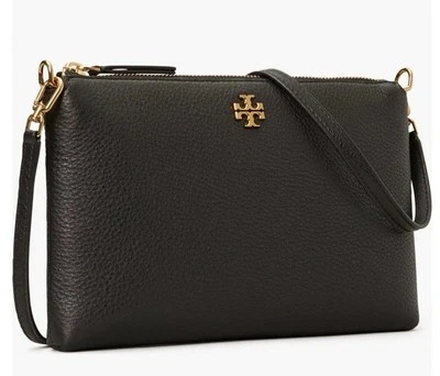 NWT Tory Burch Robinson Pebbled Wallet Cross-Body Bag Black ($228) - Image 1 of 4