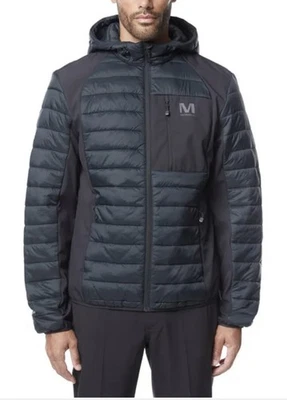 Chaqueta softshell Merrell para hombre con capucha mixta acolchada, negra talla L Foto 1 de 3