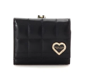 Samantha Thavasa Elegant Smooth Quilting Tri-fold Wallet Black Gift Kawaii NEW - Picture 1 of 14