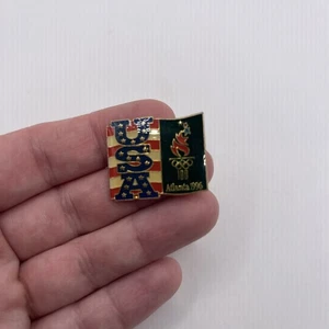 Vintage 1996 Atlanta Olympics USA Emaille PIN Torch Georgia rot weiß blau grün gold - Bild 1 von 2