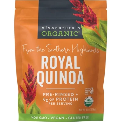 Quinoa orgánica, 4 lb - grano entero prelavado, proteína vegetal, orgánica, gluten... Foto 1 de 4