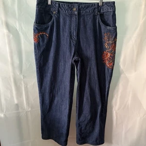 Christopher & Banks Sequined Fall Colors Straight Leg Jeans Size 14 *Hemmed - Picture 1 of 12
