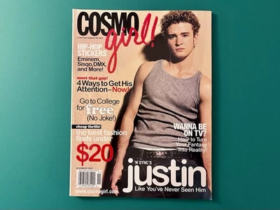 Vintage Cosmo Girl! Magazine November 2000 Justin Timberlake/NSYNC w/Stickers Foto 1 de 4