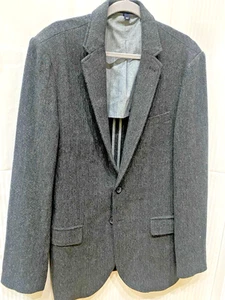 J Crew Wool Tweed Blazer Sport Coat 42L Charcoal Gray Herringbone - Picture 1 of 13