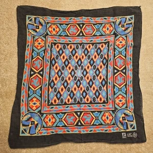 Vintage PARIS Bandana Taschentuch Schal Einzelnaht Südwesten Aztekenmuster - Bild 1 von 10