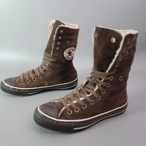 Converse Chuck Taylor All Star X Hi Top Damenschuhe Wildleder Fell Sherpa gefüttert braun - Bild 1 von 13