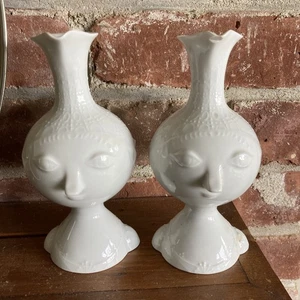 Pair Rosenthal Bjorn Wiinblad Studio Line Romanze Face Head Cruet Porcelain READ - Picture 1 of 12