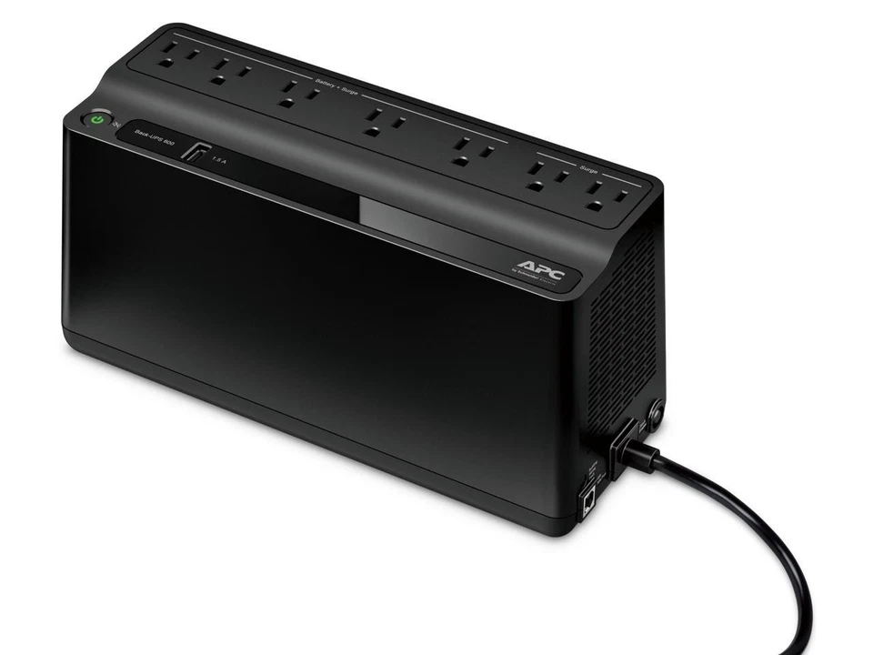 APC BE600M1 Back-UPS 600VA, 120V, 1 USB charging port, 7 NEMA outlets (2 surge) - Image 1 of 4