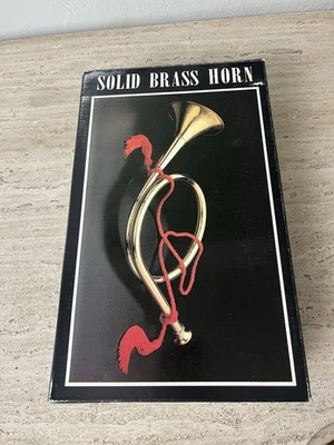 Vintage Large Solid Brass Horn Made In Thailand, Christmas Decor, Ornament, Box - Image 1 of 4