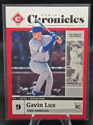 2020 Panini Chronicles Baseball #35 Gavin Lux Red Parallel Rookie Card /100 - Image 1 of 2