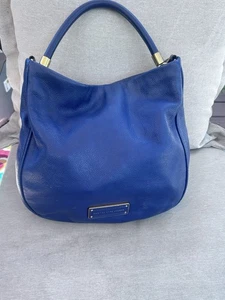Marc By Marc Jacobs Hillier Pebbled Blau Leder Hobo Schultertasche Handtasche - Bild 1 von 12