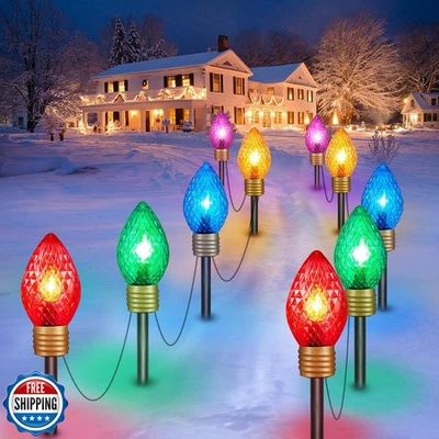 2 Pack Jumbo Lights C9 Christmas Pathway Lights Outdoor - 10.5 Feet 5 Lights  - Image 1 of 4