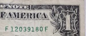 $1 Bill Fancy Serial Number REVERSE Date 08/1930/21 MYD - F 12039180 F - Picture 1 of 3