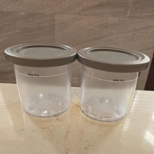 2 Ninja Creami 16 oz Pints Ice Cream containers with lids - Picture 1 of 1