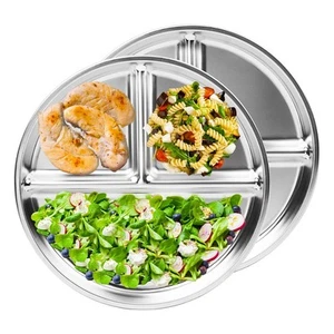 Stainless Steel Kids Plates 2 Packs,9Inch Portion Control Plate Divided2381 - Picture 1 of 7