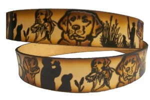 Belt Yellow Labrador Dog Lab Cowhide Leather Made in USA - Picture 1 of 2