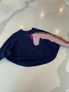 Cat & Jack Girls Navy Blue Pink Unicorn Pullover Sweater Winter Top 3T - Picture 1 of 3