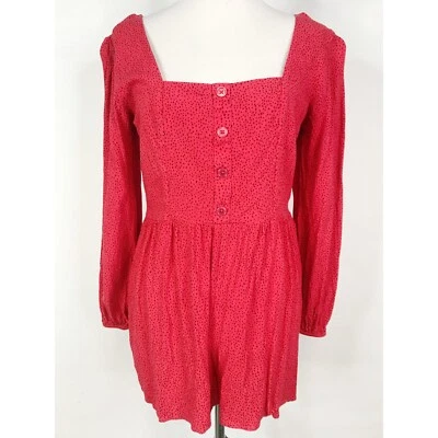 Mameluco Express Mujer Grande Rojo Lunares Babydoll Manga Larga Pantalones Cortos Abotonados Foto 1 de 4