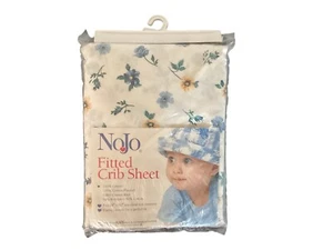 Nojo NWT Buttercup Cotton Crib Sheet Blue/yellow floral print - Picture 1 of 5