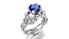 Sapphire Diamond Engagement Band Wedding Gemstone Ring 14K Gold Fine Jewelry